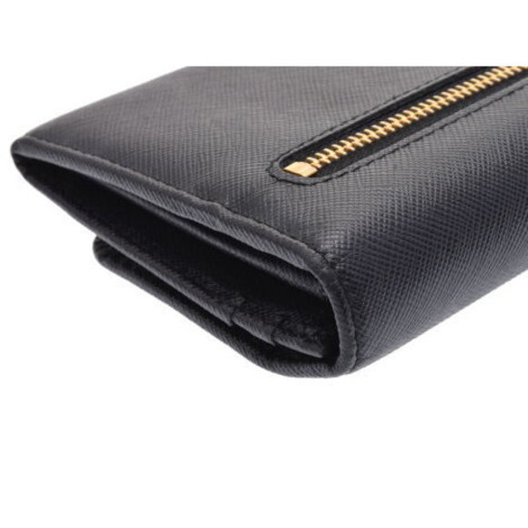 Prada zipper long wallet ribbon motif Saffiano black pass case - Picture 3 of 12